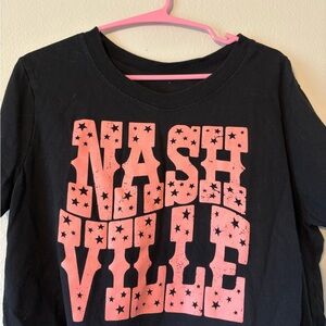 Black Crop Top with Pink Nashville Print